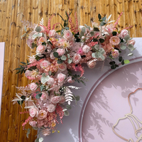 Personnalisez la fleur artificielle de mariage rose, ensemble d'arrangement floral rose vif de chemin de fleur de rangée de décoration de mariage