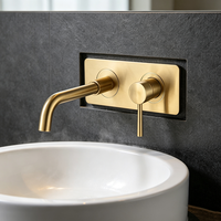 Robinet de lavabo encastré en laiton, monocommande, cartouche céramique, mitigeur mural chaud/froid, design moderne pour lavabo