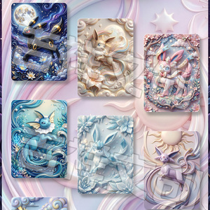 Vente en gros d'accessoires de cartes en métal 3D en relief sur le thème de l'anime japonais Pokémon, cartes à collectionner de mascotte, non TCG, collection d'anime, boîtes mystères - Product Image 3