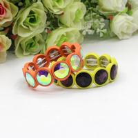 Style de voyage exagéré émail Bracelet dames bricolage cristal Bracelet émail extensible verre Bracelet tuile perle Bracelet pour les femmes