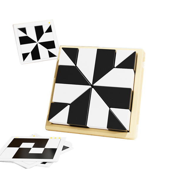 2024 Hot Sell Customizable Black and White Building Blocks Brain Board Game Hidden Block Puzzle Early Education for Kids