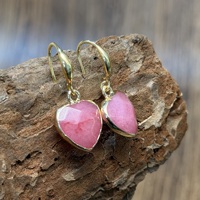 Boucles d'oreilles pendantes en forme de cœur en pierre naturelle turquoise style bohème, bijoux classiques en laiton plaqué or, tendance