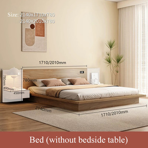Japanese Floor <b>Bed</b> Modern King <b>Size</b> Platform Wooden Frame Bedroom Furniture Double With Nightstand BZ-106 Bedroom Furniture Wood - Product Image 4