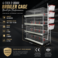 Système de cages à poulets de chair de type H à l'échelle industrielle :: Cage en batterie automatisée à 4 niveaux avec une capacité de 96 poulets