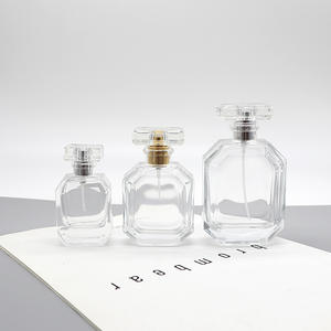 Diamond-Shaped Transparent Glass Perfume Decanter Bottle Minimalist Luxury Snap-On Empty Cosmetic Bottle Women's <b>Spray</b> Bottle - Product Image 1