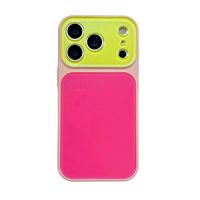 Coque en acrylique tendance à couleurs contrastées pour iPhone 14 15 16 17 Pro Max, protection de caméra avec grande fenêtre et pare-chocs