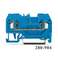Wagos 280-904, bornier traversant à 2 conducteurs, adapté aux applications Ex I ; marquage central ; rail DIN 35x15 et 35x7.5 bleu