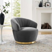 Fauteuil de détente pivotant en velours avec base en acier inoxydable de luxe, fauteuil de salon rotatif pour la maison, meubles d'hôtel