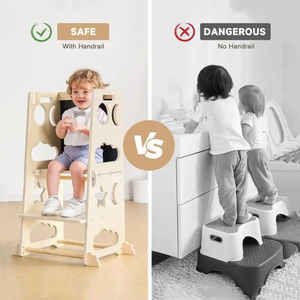Tour debout en <span class=keywords><strong>bois</strong></span> moderne <span class=keywords><strong>escabeau</strong></span> pour tout-petits <span class=keywords><strong>trois</strong></span> hauteurs réglables aide de cuisine meubles pour bébé pour usage hospitalier à domicile - Product Image 6