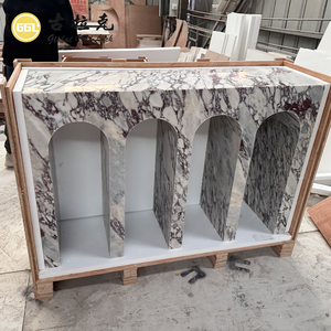 Console en marbre Calacatta Viola naturel à motif arqué pour table d'entrée, meuble en pierre, décoration intérieure - Product Image 2