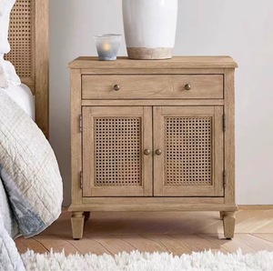 Commode vintage de style campagnard américain en bois massif, meuble de rangement simple en chêne ou en bois naturel pour chambre à coucher ou salon - Product Image 4