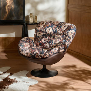 Sillón Reclinable Moderno Giratorio de un Solo Asiento, Diseño Estilo Cáscara de Huevo, Tapicería de Tela Retro - Product Image 3