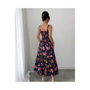 Women's Strappy Viscose <b>Dress</b> 125 Cm Length Casual Floral Print Midi <b>Dress</b> - Product Image 5