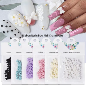 30 pièces ruban résine arc ongles breloques pièces 3D strass Nail Art décoration coréenne <span class=keywords><strong>manucure</strong></span> conceptions ongles breloques arcs - Product Image 4