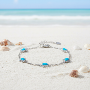 925 браслет из стерлингового серебра с опалом в виде черепахи, ювелирные изделия в гавайском стиле с родиевым покрытием для подарка или вечеринки - Product Image 2