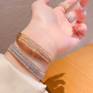 Lisa Yunxi Geometric Zircon <b>Bangle</b> <b>Set</b> Gold And White Micro Insert Women's Jewelry Anniversary Gift - Product Image 2