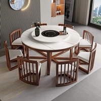 Juego de Comedor Moderno y Sencillo con Mesa Retráctil de Mármol y Sillas Plegables de Madera Maciza para Casa o Apartamento