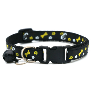 Super mignon collier <span class=keywords><strong>6</strong></span> couleurs pour chien et chat cou réglable avec petite cloche solide polyester nylon matériel caractéristiques animaux os imprimer - Product Image 6