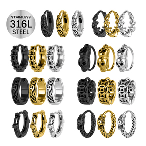 Oro <span class=keywords><strong>argento</strong></span> <span class=keywords><strong>orecchini</strong></span> Punk in acciaio inox placcato oro Huggie cerchio moneta d'oro <span class=keywords><strong>teschio</strong></span> <span class=keywords><strong>orecchini</strong></span> retrò - Product Image 2