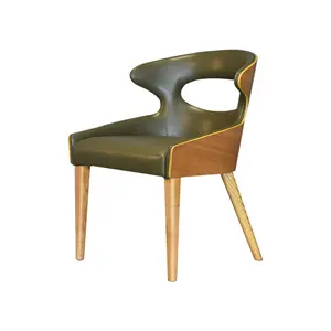 北欧风格咖啡馆家具Sillas nodicas咖啡店椅子木制皮革餐椅餐厅