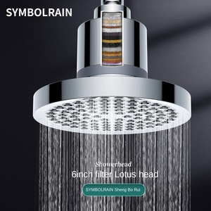 Modern 6-Inch ABS Plastic <strong>Shower</strong> <strong>Head</strong> North American Top <strong>Sprayer</strong> with Pressurized Rains Feature for Home or Hotel Bath Suites - Product Image 2