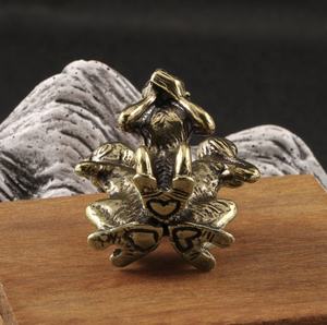 Pirinç heykeli üç maymun ev dekorasyonu zodyak maymun el sanatları süsler - Product Image 3