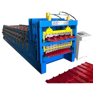 Steel profile glazed metal roof tile sheet roll forming machine/trapezoid profile roof sheet making