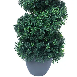 Dekoratif yapay çim top ağacı Topiary bitki yeşillik şimşir çim topu yapay Bonsai ağacı