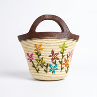 Sac à main en raphia fait main, brodé de fleurs, demi-lune, sac à bandoulière, sac de plage, sac de voyage pour femmes