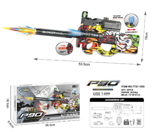 Pistolet à gel électrique P90 53,5 cm avec silencieux lumineux, viseur vert, lampe torche, jouet d'extérieur pour enfants de 8 à 13 ans - Product Image 1