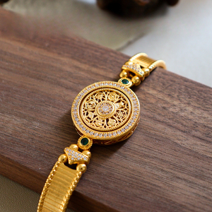 Nueva Pulsera de Estilo Chino Vintage con Brújula de los Ocho Tesoros Giratoria de Circonio, Joyería de Mano Versátil de Lujo de Alta Gama - Product Image 3