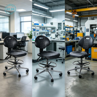 Kursi Laboratorium Ergonomis dengan Ketinggian yang Dapat Disesuaikan, Anti-Kimia, dan Beroda untuk Sekolah, Rumah Sakit, dan Laboratorium Penelitian