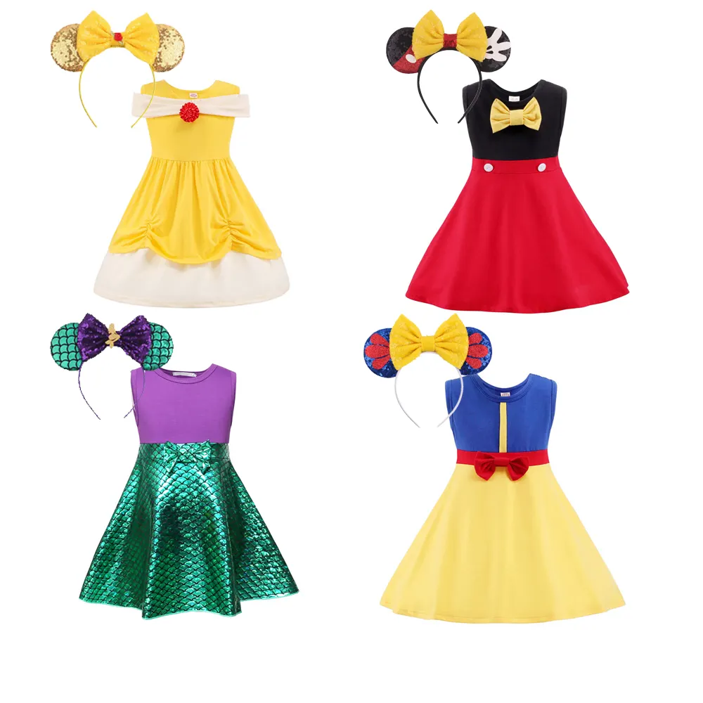 Baby Mädchen Belle Dress Up Kleider Kinder Elsa Anna Prinzessin Schnee wittchen Kleid Mädchen Mickey Fairy Kleid