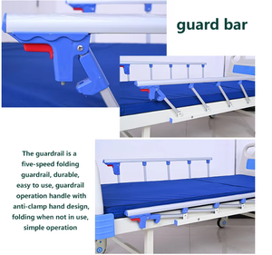 Dos camas de examen de <span class=keywords><strong>Hospital</strong></span> simples con manivela, salas de <span class=keywords><strong>Hospital</strong></span> manuales multifunción, camas médicas para el cuidado del paciente - Product Image 4