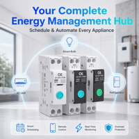 Interruptor Automático Inteligente WiFi 63A 1P+N con Medición de KWh, Relé Temporizador, Monitoreo de Energía y Riel DIN Azul para Uso Doméstico