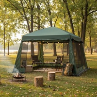 Tente de camping familiale extra large carrée à 4 portes, protection UV, structure en tuyaux galvanisés de 22 mm, imperméable, anti-moustiques