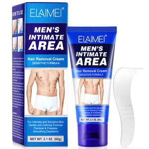 ELAIMEI Men's Intimate Area Underarm Rosto Corpo Creme De Remoção De Pêlos Para Homens Private Label Painless Creme Removedor De Cabelo Permanente