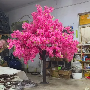 H0777 New Products 2m Height 1.6m Width Rose Red Cherry Tree Accept Customized Full Artificial Cherry Blossom Tree For Decor