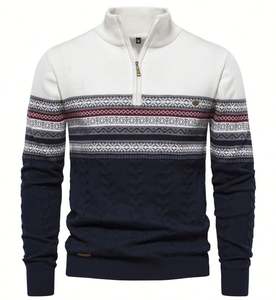 Suéteres de punto de cuello alto para hombres con estilo para eventos casuales de otoño e invierno, prendas de punto cálidas transpirables - Product Image 1