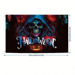 ธงแนวตั้งธีมฮาโลวีนโพลีเอสเตอร์คุณภาพสูง ธงพื้นหลังแนววินเทจสุดหลอน - Product Image 2