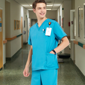 ANNO Customizable Short Sleeve Nursing Uniform Top Hospital Clinic Scrubs Soft <strong>Surgical</strong> Shirt <strong>Custom</strong> <strong>Logo</strong> for Doctors Nurses - Product Image 1