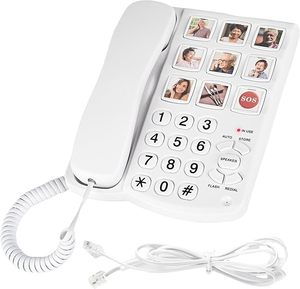 <span class=keywords><strong>Téléphone</strong></span> à gros boutons pour personnes âgées, <span class=keywords><strong>téléphone</strong></span> <span class=keywords><strong>fixe</strong></span> filaire avec fonction mains libres et 9 groupes de mémoire photo - Product Image 2