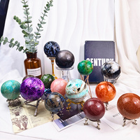 Sphère multi-matériaux en cristal naturel poli (quartz rose, obsidienne argentée) pour la guérison spirituelle – Meilleures ventes