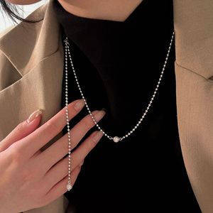 Chaîne de pull en argent sterling S925 avec perles à facettes pour colliers superposés et bracelets, bijoux cadeau - Product Image 4