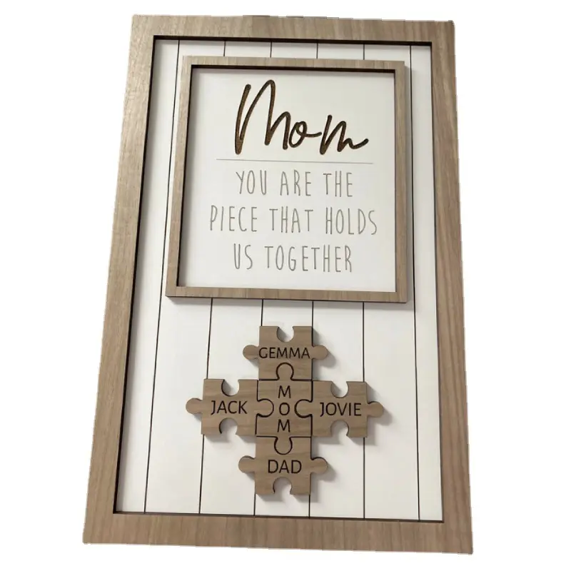 Eco-friendly/OEM, ODM Mother's Day wooden ornaments name letter puzzle personalized holiday gift
