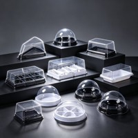 Boîte d'emballage alimentaire rectangulaire transparente jetable pour mousse, gâteau, dessert, pâtisserie, boulangerie, avec couvercles, vente en gros