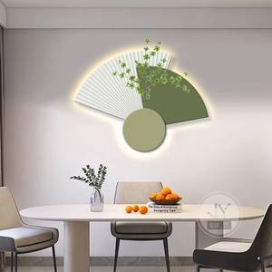 <span class=keywords><strong>Arte</strong></span> Decorativo de Pared de Estilo Crema, Ecológico, Resistente al Agua, con Diseño de Piedra Arenisca, Pintura de Fondo para <span class=keywords><strong>Restaurante</strong></span>, Diseño de Lámpara con Planta Verde - Product Image 3