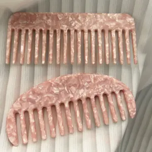 SAIYII Hot Selling Customized Pink Wide Tooth Custom Comb Cellulose Acetate 4 MM Hair Comb Set Anti-Static Combs