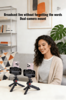 Support de Téléprompteur Double pour Téléphone, Perche à Selfie et Trépied pour Diffusion en Direct et Enregistrement, Support de Téléphone Portable Multifonctionnel et Portable.