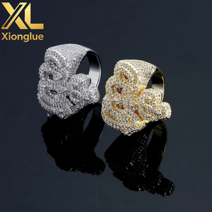 Flame Rune Motif Moissanite <b>Rings</b> <b>Iced</b> Out Pave Copper 18K Solid Gold PVD Hip Hop Custom Jewelry Wholesaler B2B OEM - Product Image 4
